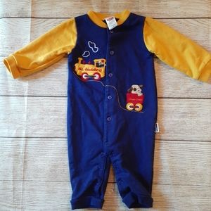 Fisher Price Onsie with a Train across the chest.
